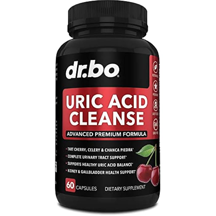dr.bo Uric Acid Cleanse Support Supplement - Kidney Herbal Supplements Pills with Chanca Piedra, Celery & Tart Cherry Extract Formula - Joint Support, Uric Acid Flush & Kidney Cleanse Detox Purge Capsules - Image 1