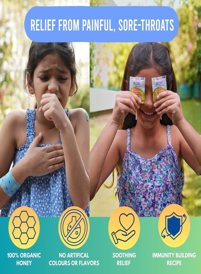 Ouchie Kids Throat-Soothing Lollipops Pack of 2 – Lemon with Organic Honey & Vitamin C | Helps Relieve Dry, Itchy Throat | Immunity Support | Pack of 2 (30 Lollipops) - Image 2