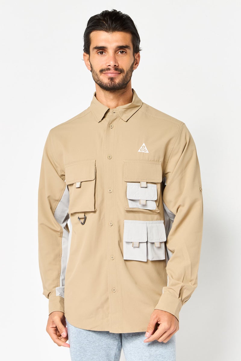 Nike قميص تدريب طويل الأكمام من نايك × ACG للرجال، بيج - Image 1