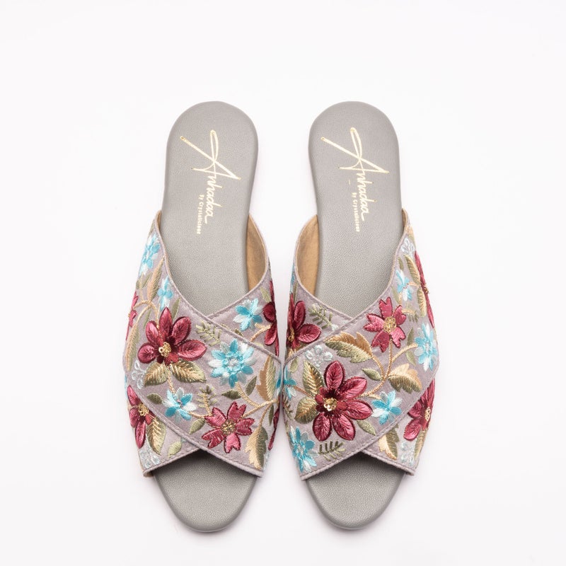 Crystalicious Rose Lace Women Flat Handcrafted by Artisticas Eco-Friendly Elegance with Embroidery All-Day Comfort - Image 1