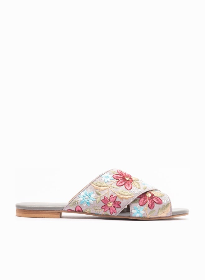 Crystalicious Rose Lace Women Flat Handcrafted by Artisticas Eco-Friendly Elegance with Embroidery All-Day Comfort - Image 1