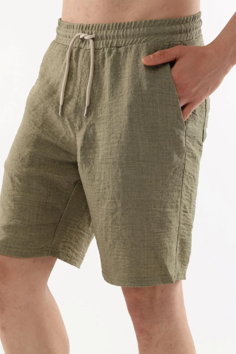 سيدي دينيم Synthetic Linen High Waist Elastic, Loose Cut Men's Shorts C348
