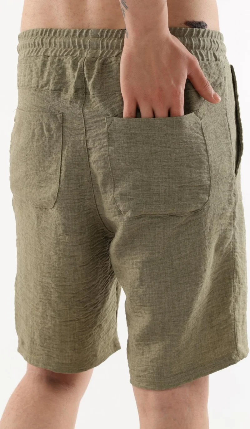 سيدي دينيم Synthetic Linen High Waist Elastic, Loose Cut Men's Shorts C348