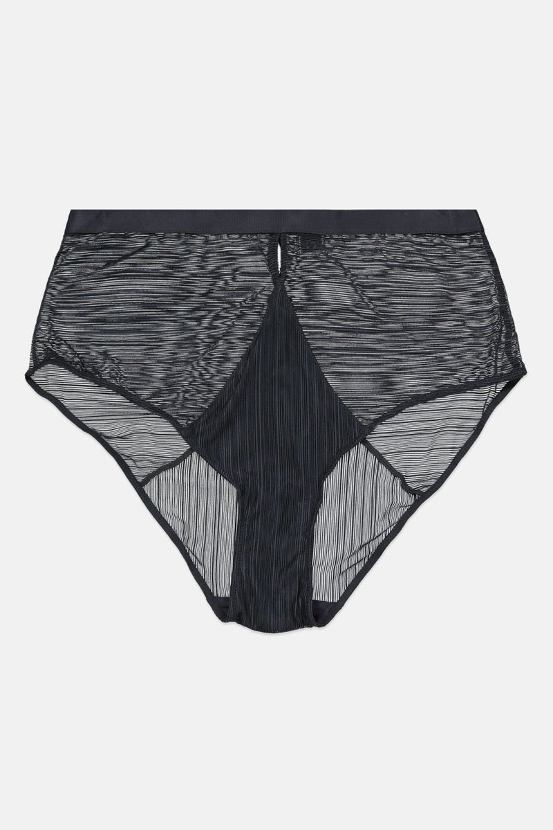 Etam Women High Waist Textured Culotte Panty, Dark Grey  - Image 1