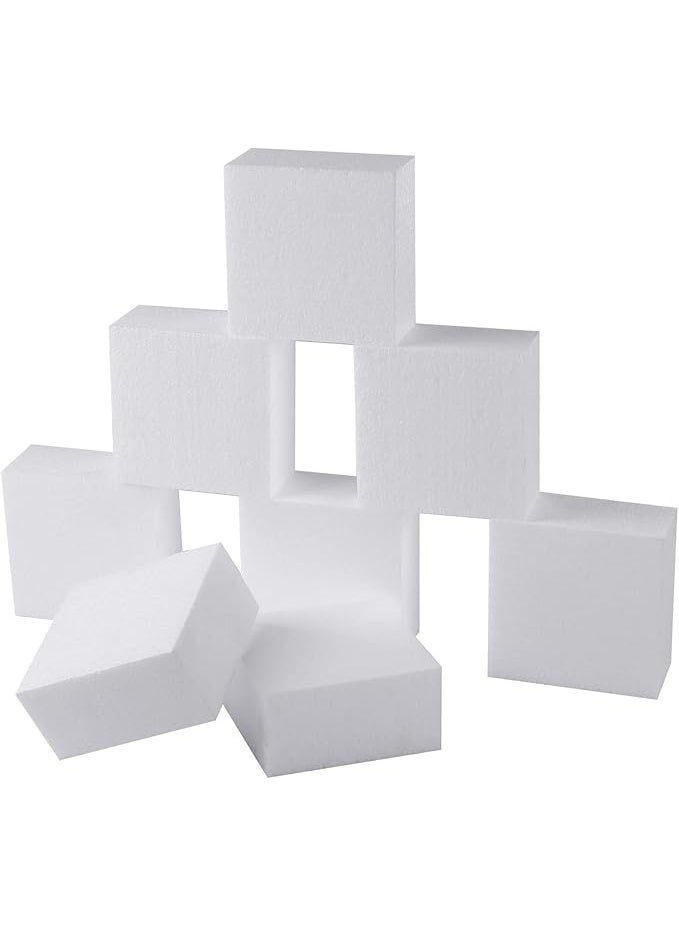 كرافت ماجيك مجموعة 8 قطع من كتل الفوم الحرفية 4×4×2 بوصة | طوب ستيروفوم بوليستيرين مربع للنحت الفني، النمذجة، ترتيب الزهور والحرف اليدوية - Image 1