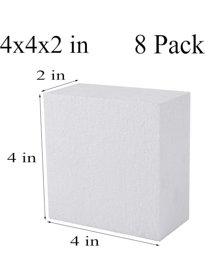 كرافت ماجيك مجموعة 8 قطع من كتل الفوم الحرفية 4×4×2 بوصة | طوب ستيروفوم بوليستيرين مربع للنحت الفني، النمذجة، ترتيب الزهور والحرف اليدوية - Image 3