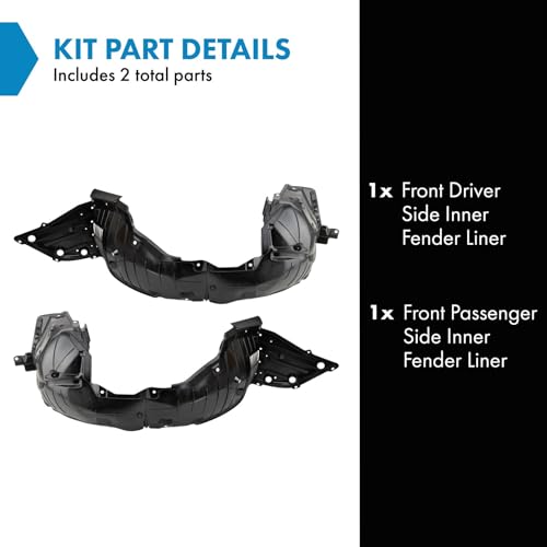 TRQ Front Inner Fender Liner Set Compatible with 2013-2015 Nissan Altima NI1248134 NI1249134 - Image 2