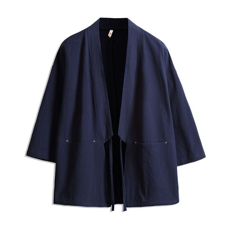 Chinese Style Mens Hanfu Outfit Navy blue