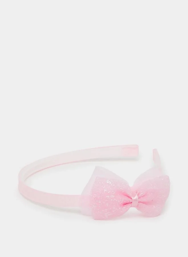 ستايلي Girls Pink Glitter Bow Headband