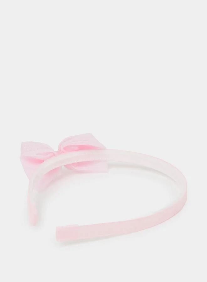 ستايلي Girls Pink Glitter Bow Headband