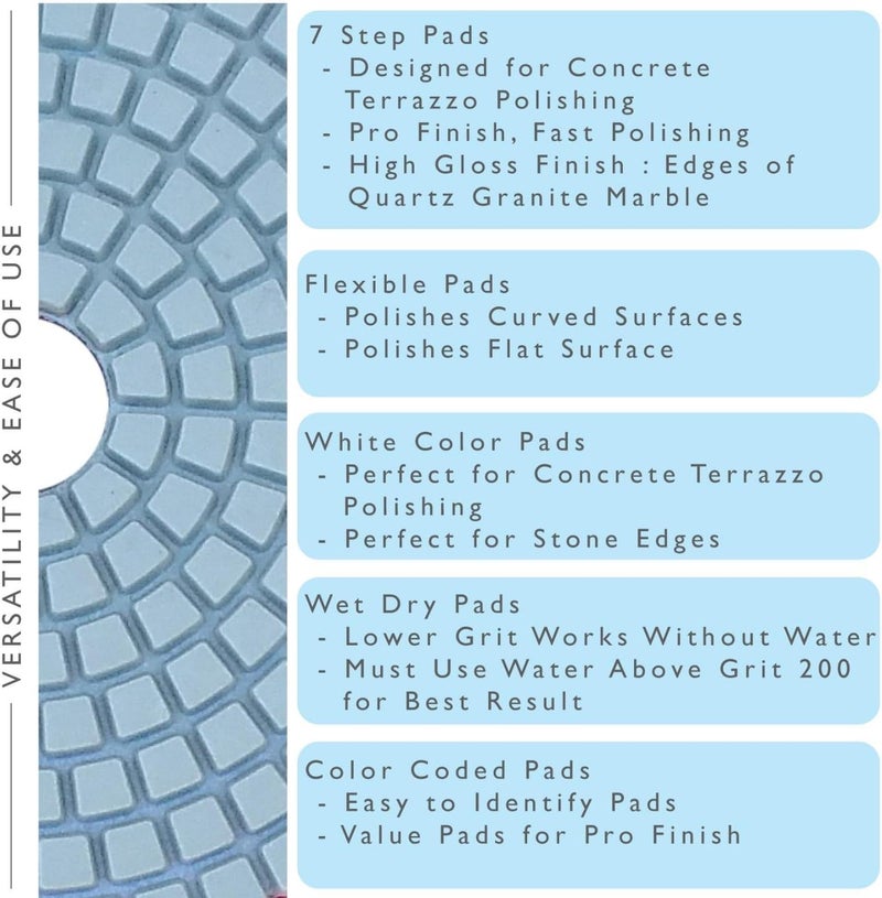 Stadea PPW119D Diamond Polishing Pads 4 Inch Grit 50  For Concrete Marble Terrazzo Floor Granite Stone Counter Edge Wet Polishing  Pack of 2 - Image 4