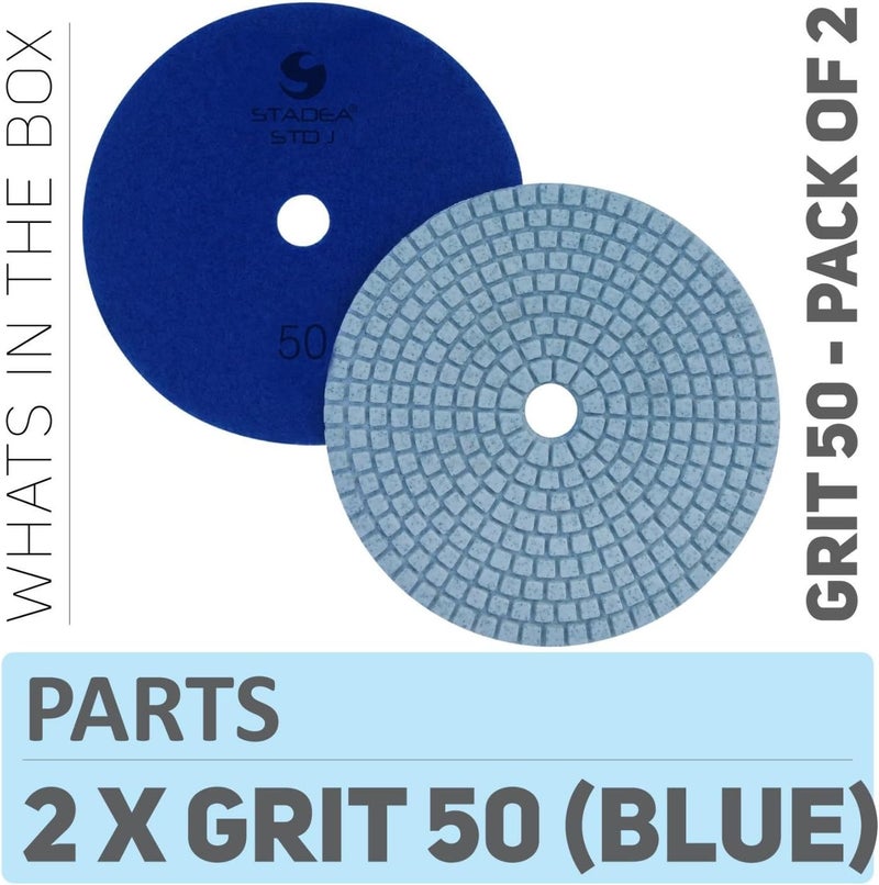 Stadea PPW119D Diamond Polishing Pads 4 Inch Grit 50  For Concrete Marble Terrazzo Floor Granite Stone Counter Edge Wet Polishing  Pack of 2 - Image 2