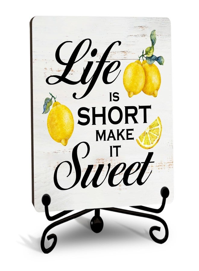 Kqfdr Lemon Kitchen Decor - Lemon Decorations for Kitchen - Rustic Farmhouse Wooden Sign with Stand for Home Office Table Shelf -A01 - Image 1