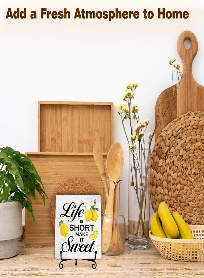 Kqfdr Lemon Kitchen Decor - Lemon Decorations for Kitchen - Rustic Farmhouse Wooden Sign with Stand for Home Office Table Shelf -A01 - Image 4