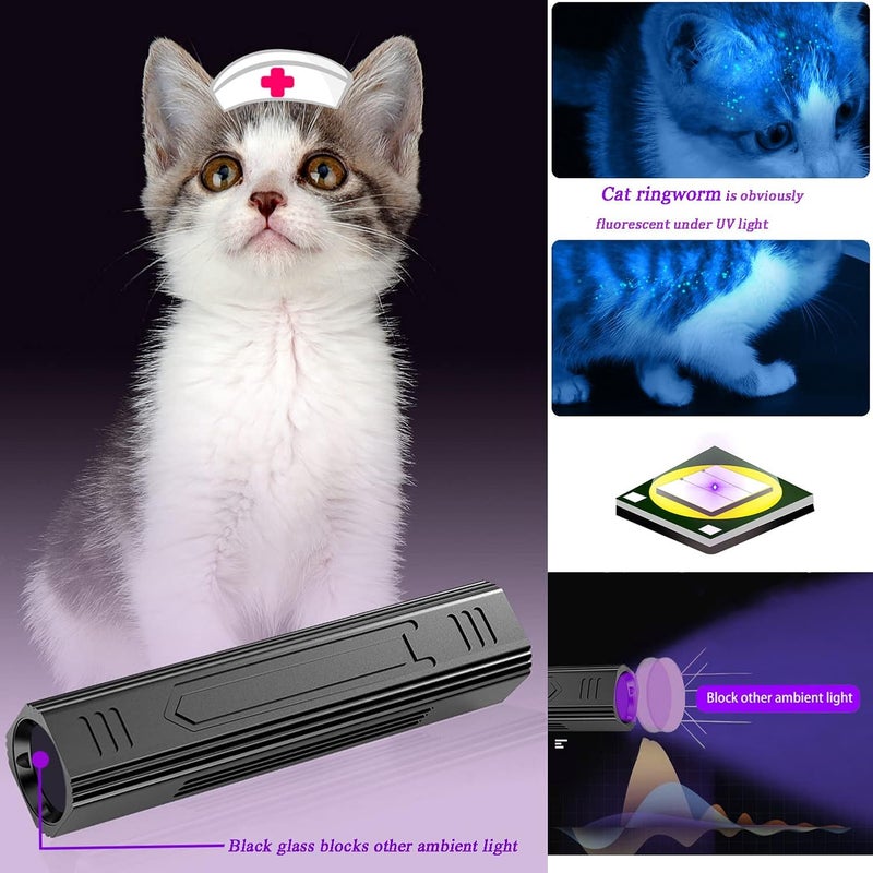 365nm UV Black Light Flashlight, Portable UV Lamp For Pet Urine Stain Detection, Cat And Dog Inspection, Bed Bug Check And Fluorescent Surface Observation - Image 2
