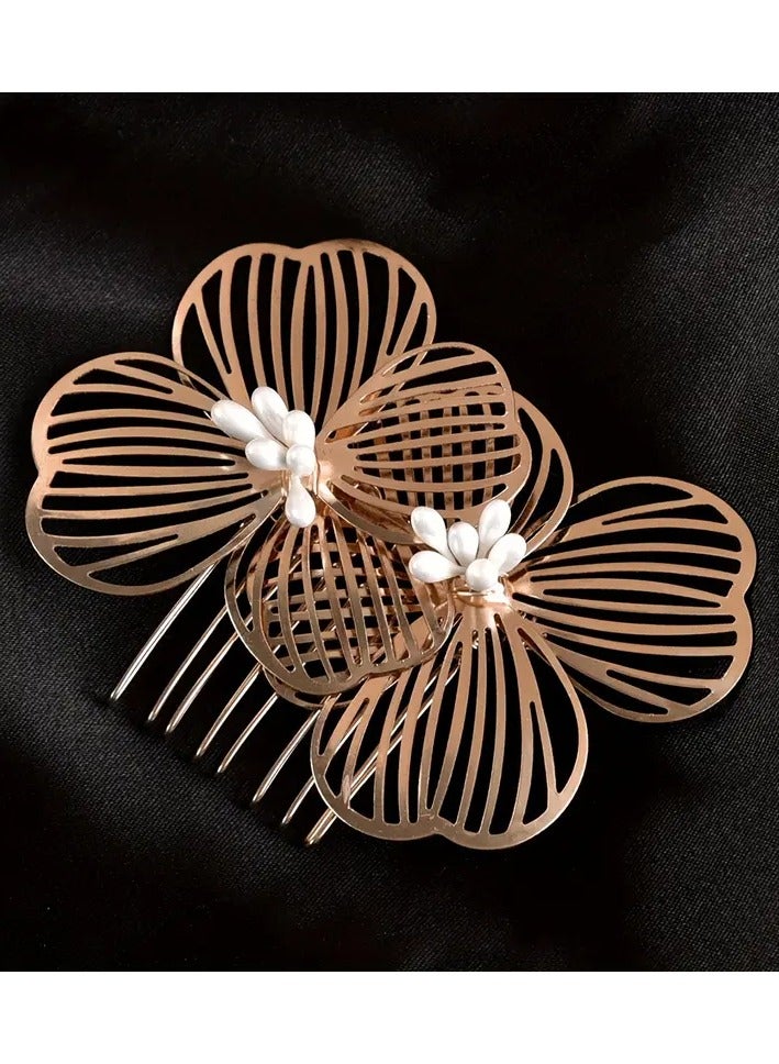 Rozino 1pcs Exquisite Floral Hair Comb - Elegant Bridal Wedding Hair Accessories with Vintage Flower Design for Party Banquet, Hair Insert Comb for Women - Image 3