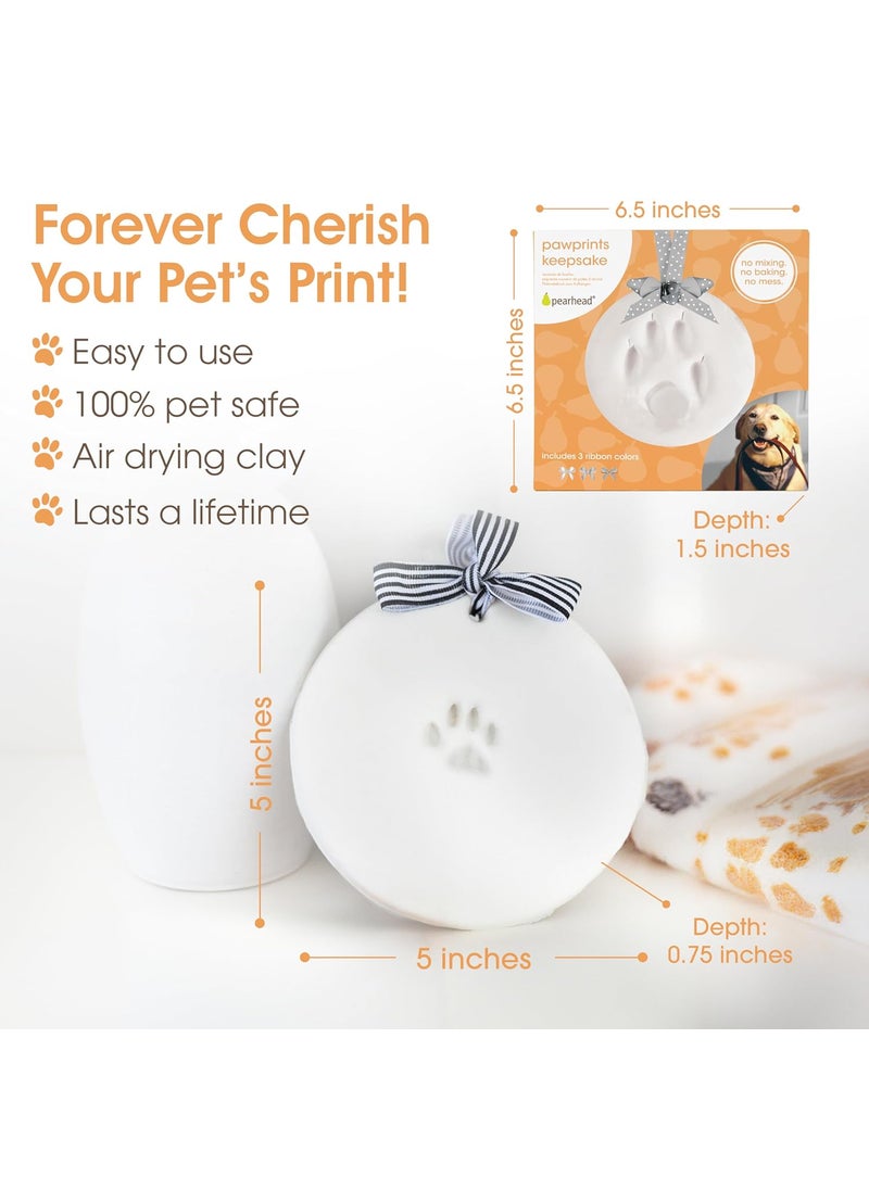 pearhead Pearhead Pet Paw Print Keepsake Ornament Kit  DIY Hanging Clay Keepsake for Dogs  Cats Pets First Christmas Ornament Customized Family Ornament 3 Ribbons  - Image 3
