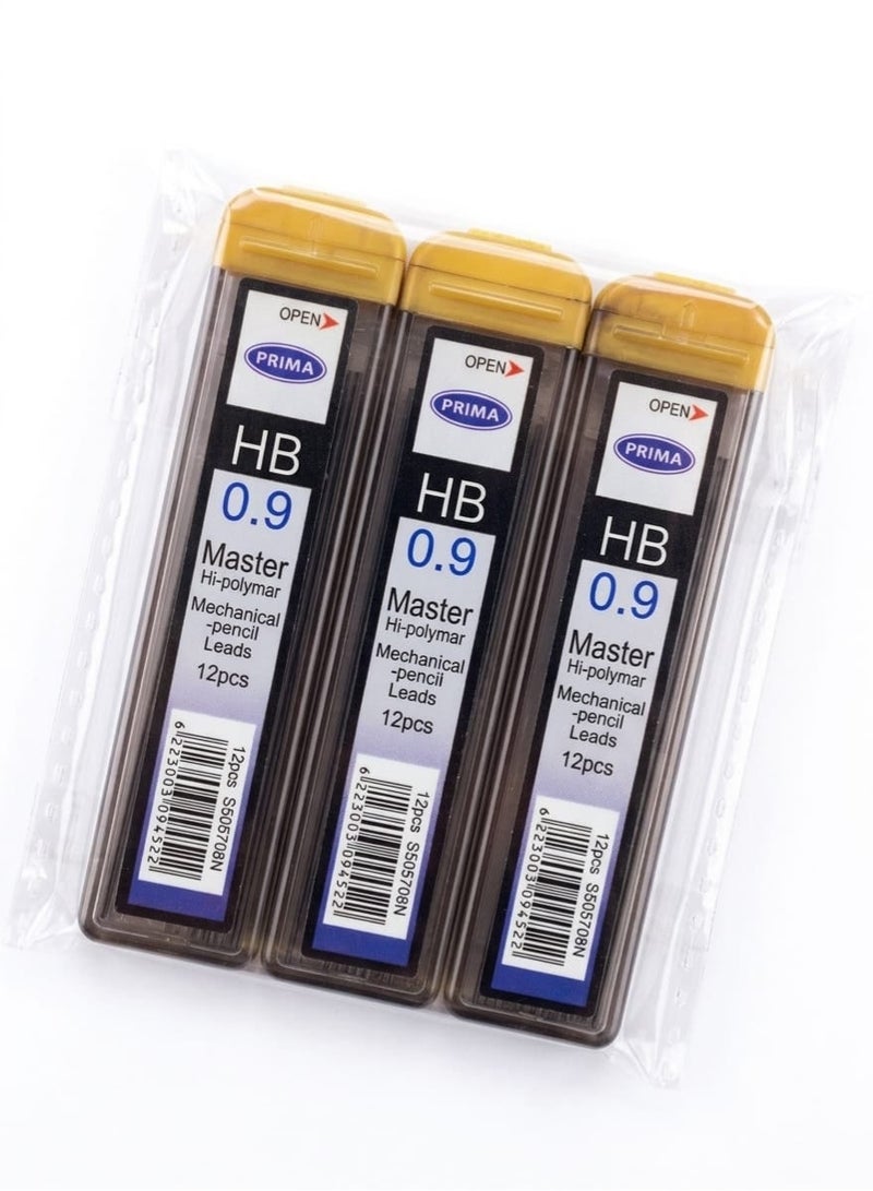 Prima 0.9mm Nib Set - 3 Pack for HB Mechanical Pencils - Black - Image 1