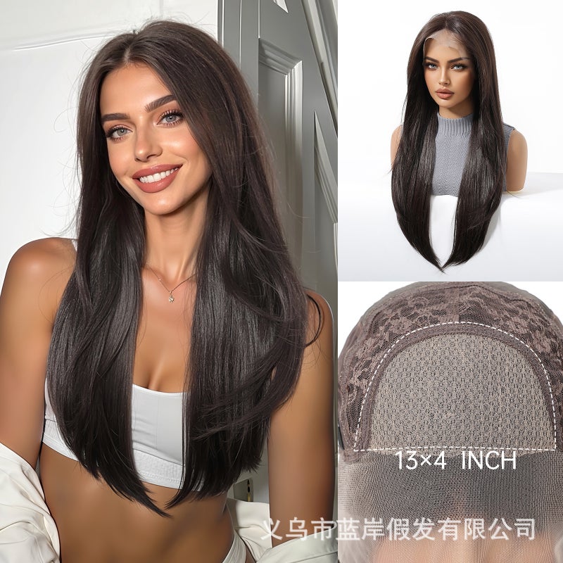 European and American Style 13*6 Gradient Ombre Lace Long Straight Hair Wig with Breathable Net Cap for Women