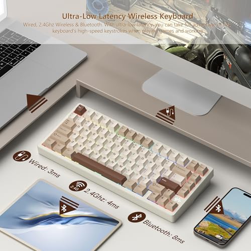 Womier RD75 Pro 75% Wireless Gaming Keyboard, Quick Release Aluminum Keyboard, QMK/VIA Tri-Mode Mechanical Key Board Custom Hot Swappable with RGB Creamy for Windows/Mac/PC-Milk White - Image 5