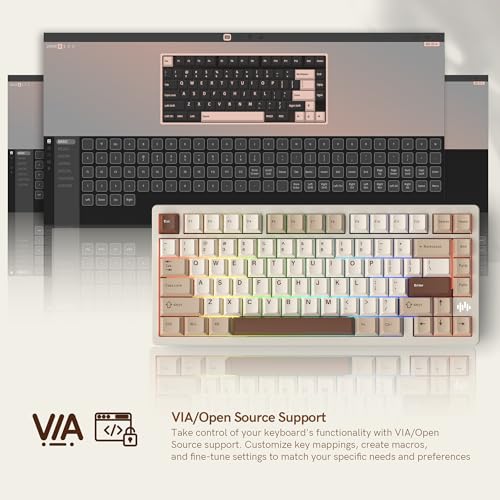 Womier RD75 Pro 75% Wireless Gaming Keyboard, Quick Release Aluminum Keyboard, QMK/VIA Tri-Mode Mechanical Key Board Custom Hot Swappable with RGB Creamy for Windows/Mac/PC-Milk White - Image 3
