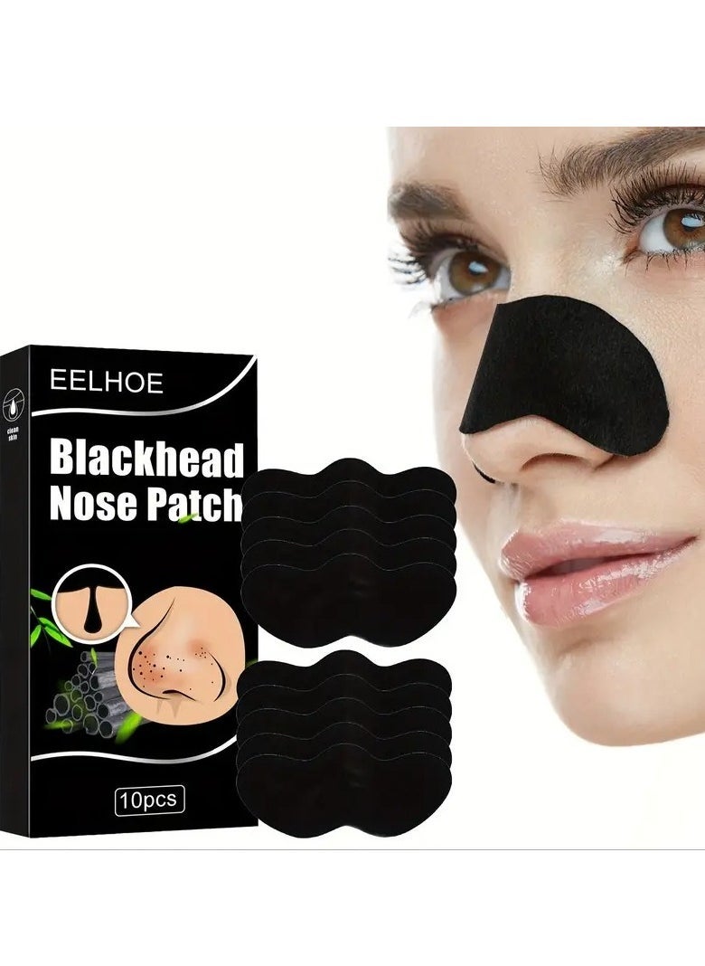 EELHOE Bamboo Charcoal Blackhead Nose Patch | Deep Cleansing Nose Mask | Removes Blackheads & Pores Unclogging | 10 Pieces | For All Skin Types - Image 1