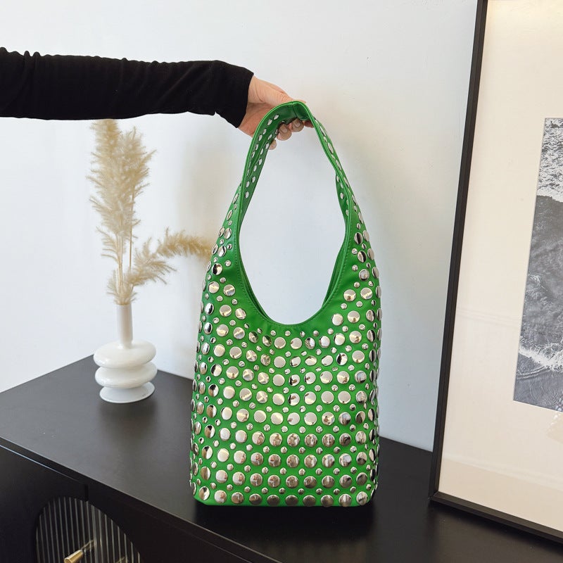 Fashion Women'S Bags Casual Stylish Trendy Cool Polka Dot Rivet Armpit Bag Bucket Bag Shoulder Bag - Image 1