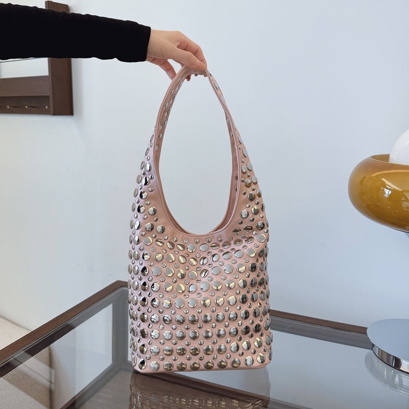 Fashion Women'S Bags Casual Stylish Trendy Cool Polka Dot Rivet Armpit Bag Bucket Bag Shoulder Bag - Image 3