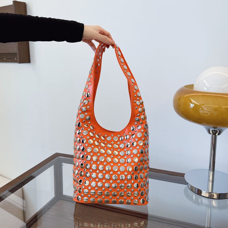 Fashion Women'S Bags Casual Stylish Trendy Cool Polka Dot Rivet Armpit Bag Bucket Bag Shoulder Bag - Image 5