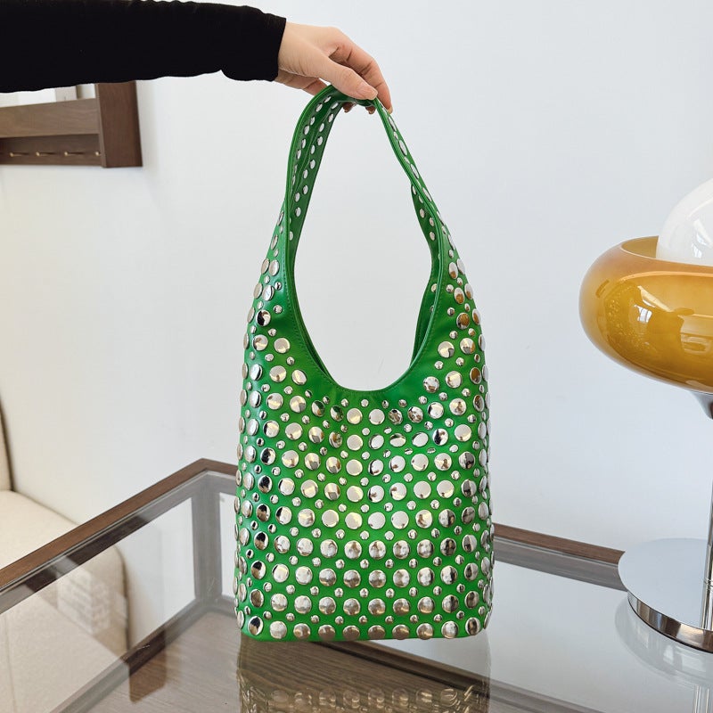 Fashion Women'S Bags Casual Stylish Trendy Cool Polka Dot Rivet Armpit Bag Bucket Bag Shoulder Bag - Image 4