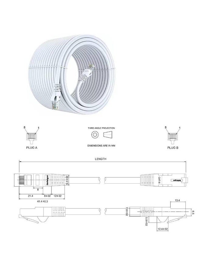 ملبوس كابل إيثرنت Cat 6، كابل Cat6، كابل شبكة LAN للحاسوب، سلك نحاسي كامل، 40 متر - Image 5