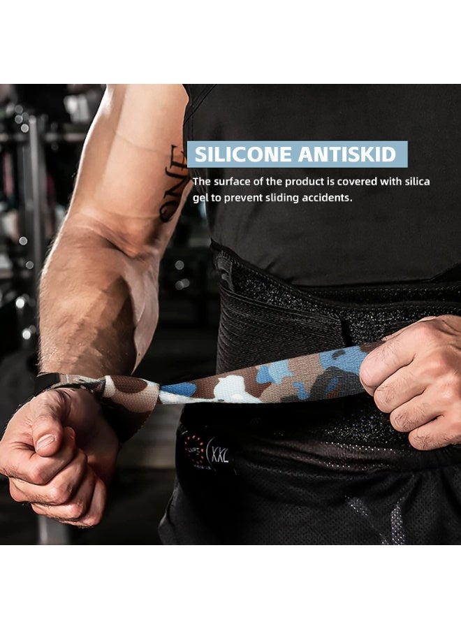 إس كي دي كي أحزمة رفع الأثقال من القطن المتين من SKDK - أحزمة رفع الأثقال مع بطانة معصم مبطنة بالنيوبرين وسيليكون مانع للانزلاق - مناسبة لرفع الأثقال وكمال الأجسام والتدريب المتقاطع وتمارين القوة (مموهة) - Image 5