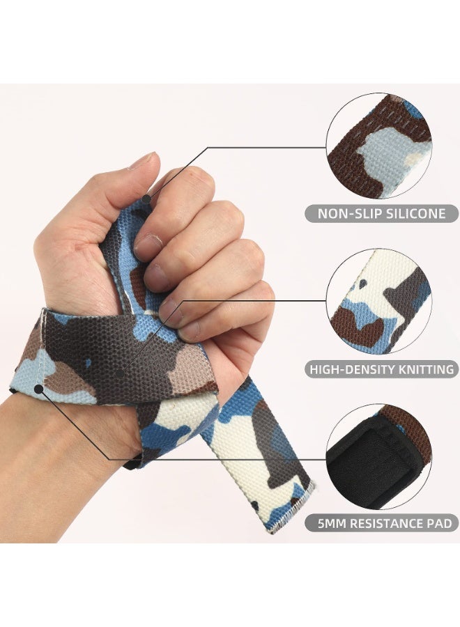 إس كي دي كي أحزمة رفع الأثقال من القطن المتين من SKDK - أحزمة رفع الأثقال مع بطانة معصم مبطنة بالنيوبرين وسيليكون مانع للانزلاق - مناسبة لرفع الأثقال وكمال الأجسام والتدريب المتقاطع وتمارين القوة (مموهة) - Image 2