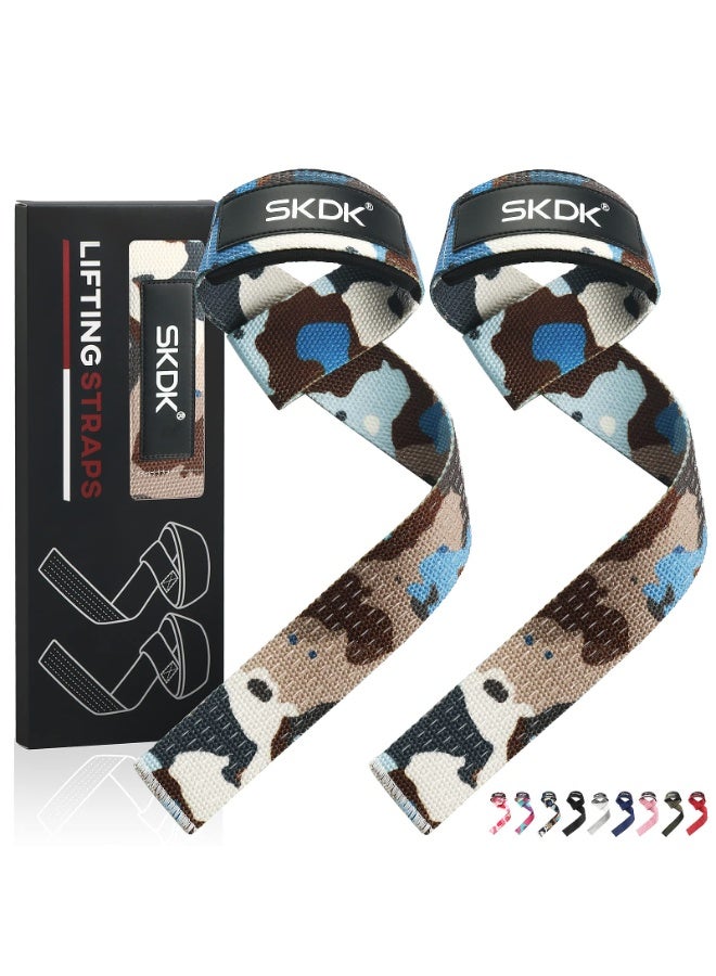 إس كي دي كي أحزمة رفع الأثقال من القطن المتين من SKDK - أحزمة رفع الأثقال مع بطانة معصم مبطنة بالنيوبرين وسيليكون مانع للانزلاق - مناسبة لرفع الأثقال وكمال الأجسام والتدريب المتقاطع وتمارين القوة (مموهة) - Image 1