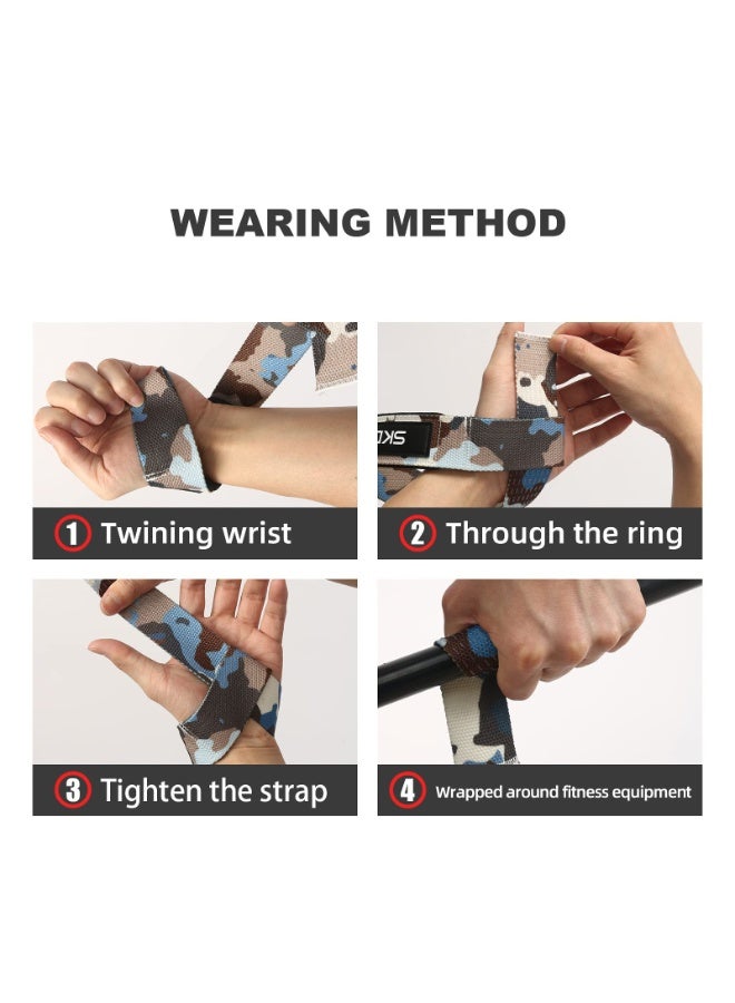 إس كي دي كي أحزمة رفع الأثقال من القطن المتين من SKDK - أحزمة رفع الأثقال مع بطانة معصم مبطنة بالنيوبرين وسيليكون مانع للانزلاق - مناسبة لرفع الأثقال وكمال الأجسام والتدريب المتقاطع وتمارين القوة (مموهة) - Image 3