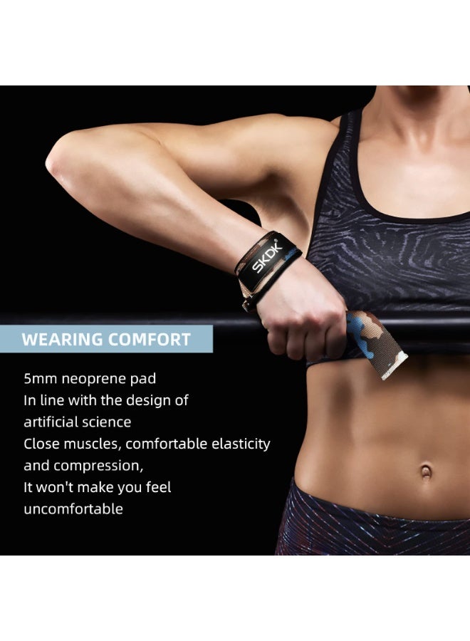 إس كي دي كي أحزمة رفع الأثقال من القطن المتين من SKDK - أحزمة رفع الأثقال مع بطانة معصم مبطنة بالنيوبرين وسيليكون مانع للانزلاق - مناسبة لرفع الأثقال وكمال الأجسام والتدريب المتقاطع وتمارين القوة (مموهة) - Image 4