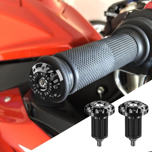 Lecctso 2PCS Universal Motorcycle Bar End Plug Aluminum Alloy Handlebar Grip End Caps 78 22mm Moto Grips Ends Replacement for Kawasaki Suzuki Yamaha Ducati Black - Image 1