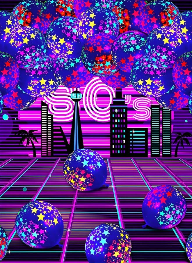 GROIC 50 Pieces Neon Glow Balloons Stars Glow in Balloons Black Light Fluorescent Arch Party Decoration Balloons Neon Latex Balloons Party Supplies (Clear) - Image 2