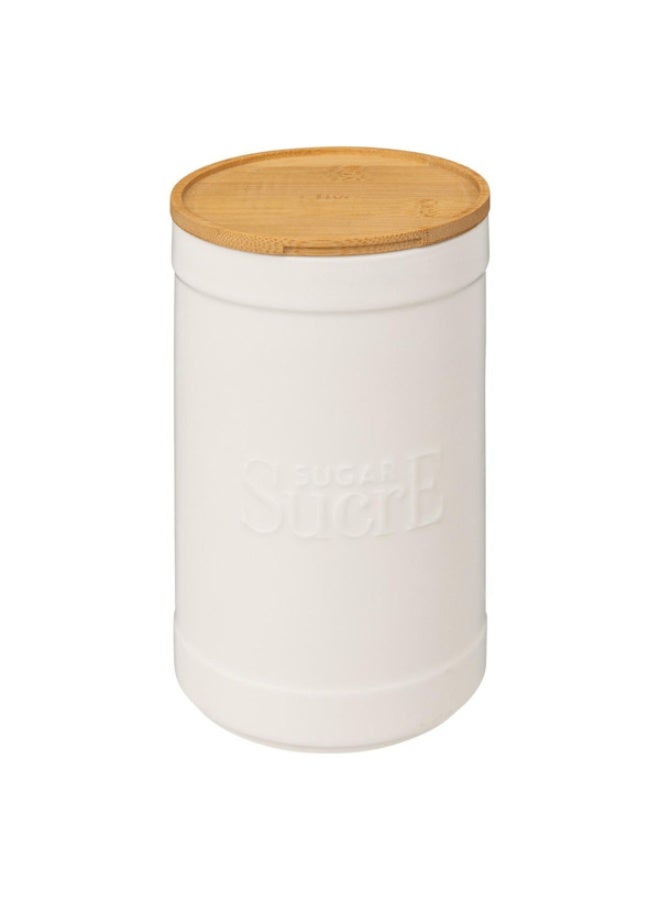 Five Simply Smart Natureo Ceramic Sugar Canister White and Brown - Image 1