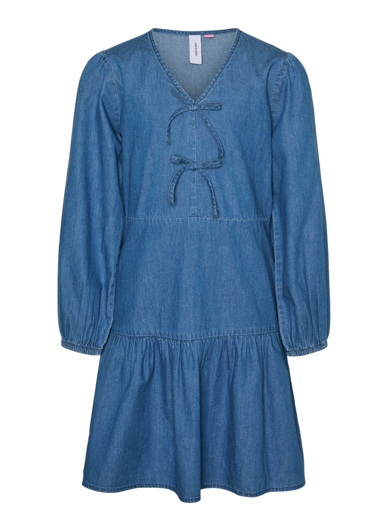 Vero Moda Girl Kids Bow Detail Ruffle Dress  - Image 1