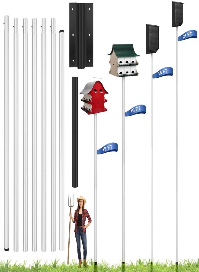 Yaocom بيت طيور السنونو الأرجواني القابل للتمديد من ياوكوم بطول 15 قدمًا، مع عمود بيت للخفافيش ومقبس أرضي للاستخدام الخارجي - Image 1