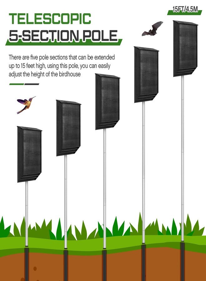 Yaocom بيت طيور السنونو الأرجواني القابل للتمديد من ياوكوم بطول 15 قدمًا، مع عمود بيت للخفافيش ومقبس أرضي للاستخدام الخارجي - Image 5