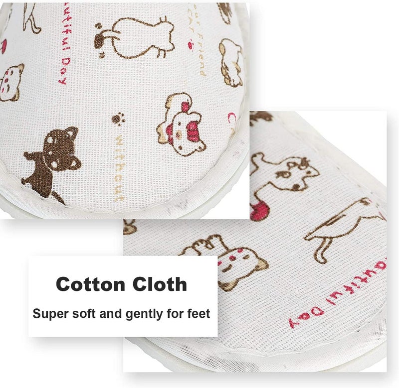 Excefore 10 Pairs Cute Disposable Slippers Cotton Cloth Closed Toe Spa Slippers for Women and Men, Breathable Non-Slip Slippers for Hotel, Guests, Travel (Cats） - Image 4