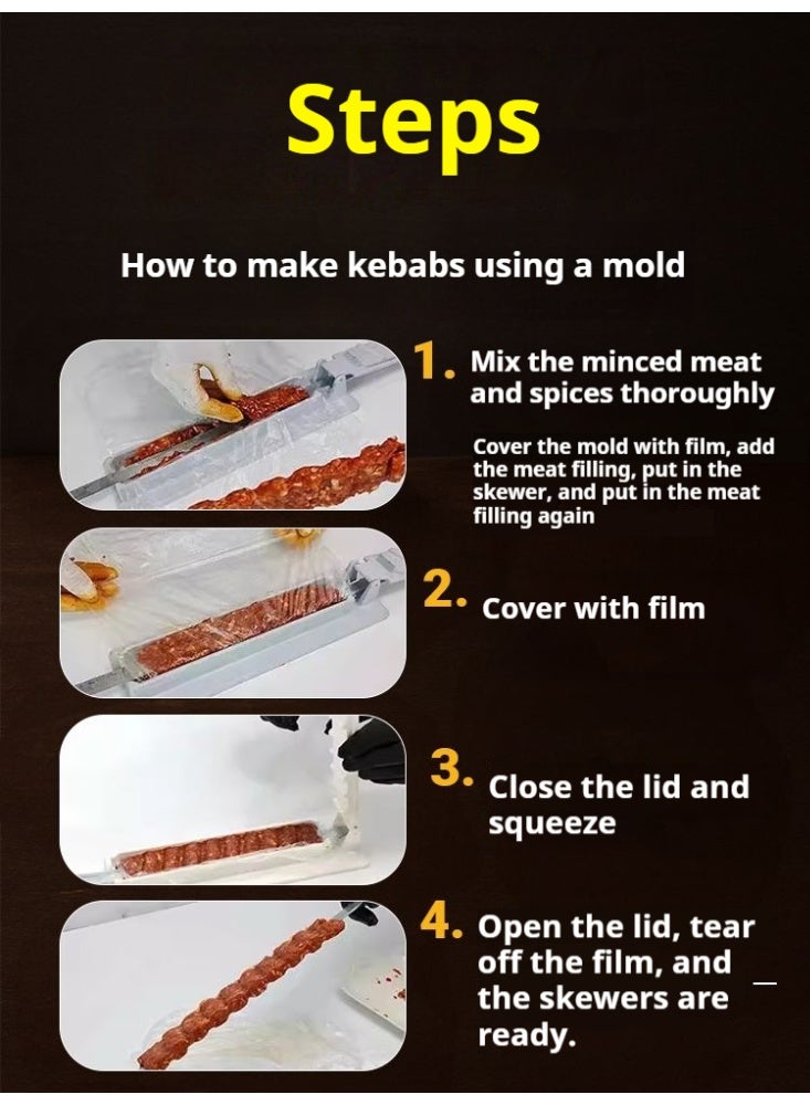 Kebab Maker Machine – ABS Plastic Food Press for Beef, Lamb, Seafood & Veggies – Easy-to-Use Kabob Skewer Mold for BBQ, Camping & Parties – Uniform & Delicious Kebabs Every Time!  - Image 2