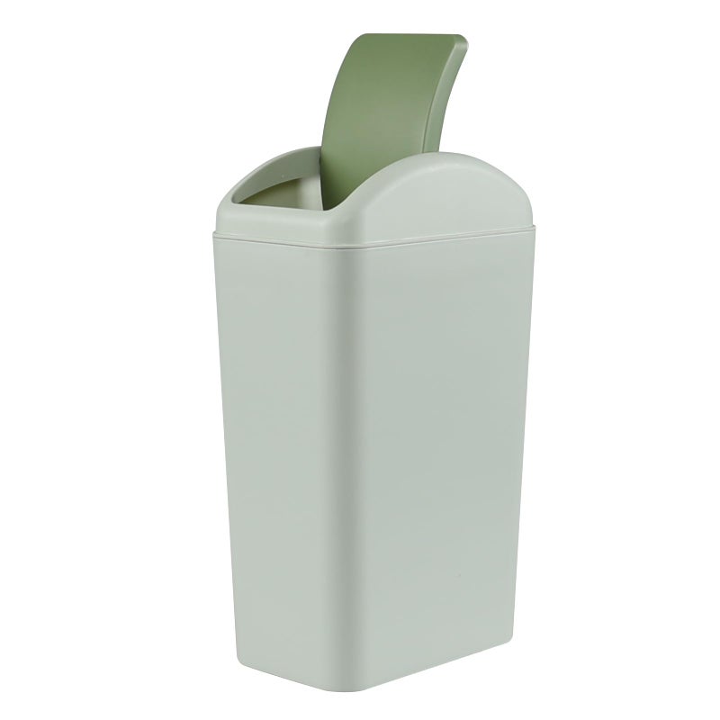 Lesbin 3 Gallon Swing Top Plastic Trash Can, Garbage Bin with Swing Lid, Green - Image 1