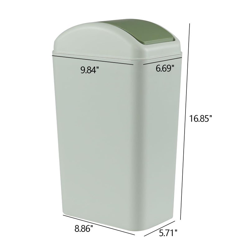 Lesbin 3 Gallon Swing Top Plastic Trash Can, Garbage Bin with Swing Lid, Green - Image 2