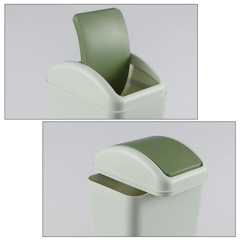 Lesbin 3 Gallon Swing Top Plastic Trash Can, Garbage Bin with Swing Lid, Green - Image 3
