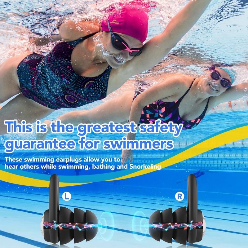 WLSCTY Swimming Ear Plugs Waterproof Earplugs - 3 Pairs Silicone Swim Ear Plugs for Adult Kids, Water Sports Earplugs for Showering, Bathing, Surfing - Keep Ear Water Out (Black, Blue, Green, One Size) - Image 4