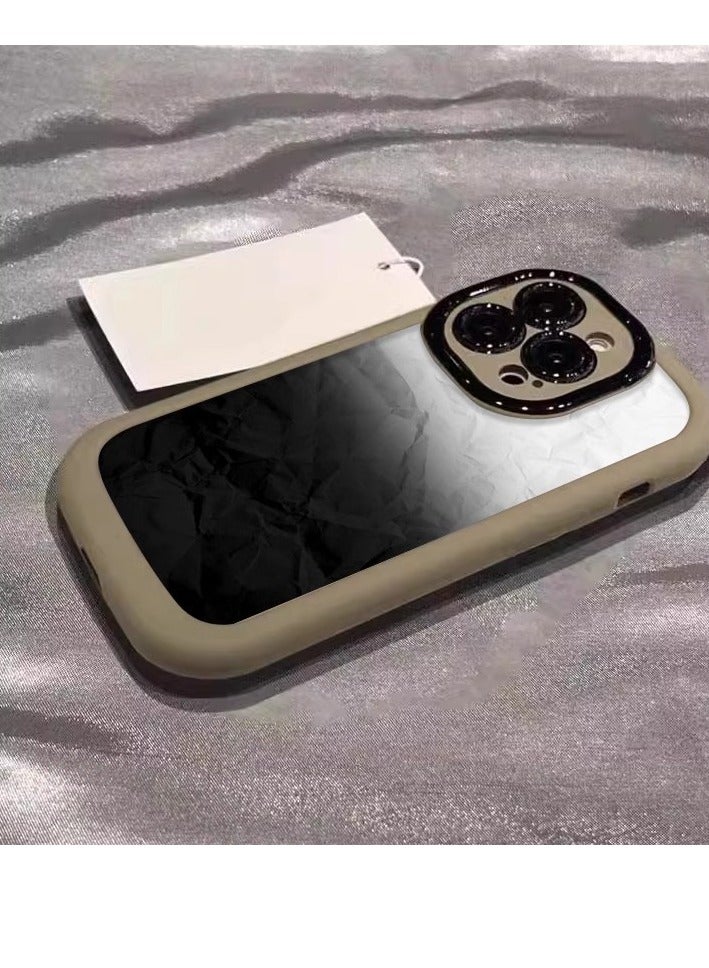 NIBEMINENT Minimal Gradient Protective TPU Case Cover For iPhone 15 Pro Max, Milk Tea Gray/Crease Gradient