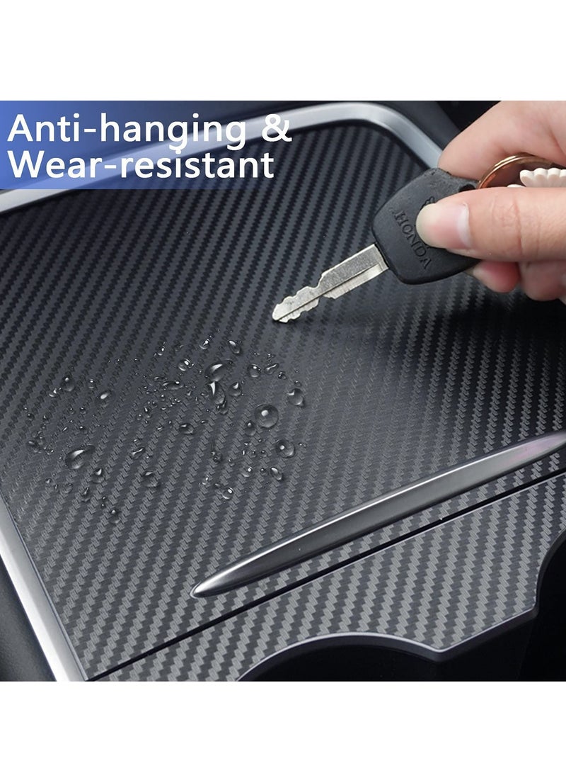 KASTWAVE Center Console Wrap Cover Kit,  for 2021 Tesla Model 3 Model Y Ultra Slim Non-Trace Remove Center Console Protector Accessories Premium ABS Material(Glossy Carbon Fiber) - Image 2